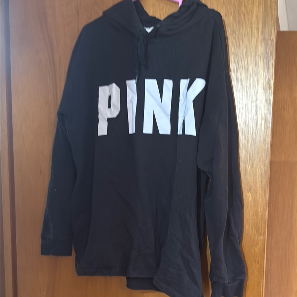 Black Hoodie with White 'PINK' Logo